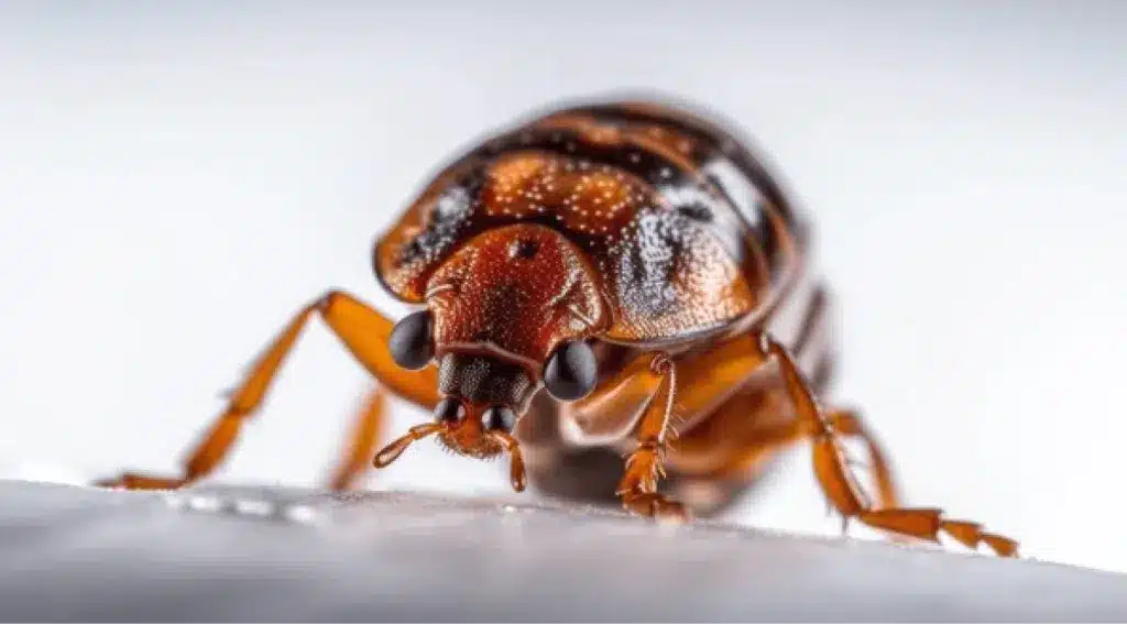 Close-up of a brown beetle with distinct markings